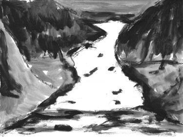 Рисунок под названием "Mountains 002" - Anastasia Vasilyeva, Подлинное произведение искусства, Акрил