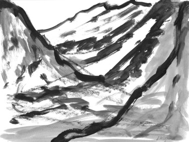 Tekening getiteld "Mountains 003" door Anastasia Vasilyeva, Origineel Kunstwerk, Acryl