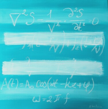 Pintura titulada "Aqua field with two…" por Anastasia Vasilyeva, Obra de arte original, Acrílico Montado en Bastidor de cami…