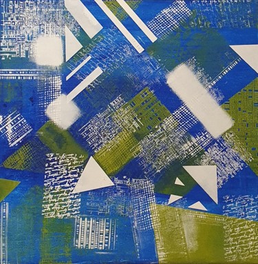 Painting titled "Fragments" by Ana Vdv, Original Artwork, Acrylic Mounted on Wood Stretcher frame