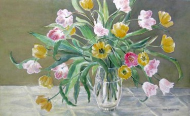 Картина под названием "Tulips in vase" - Anavint, Подлинное произведение искусства