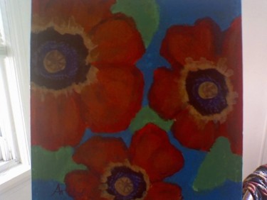 Painting titled "abstract poppies" by Ana Castro, Original Artwork