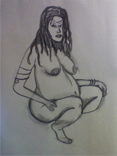 Drawing titled "pregnant female" by Ana Castro, Original Artwork