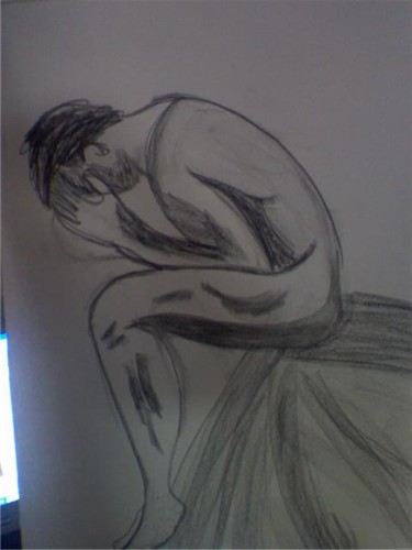 Drawing titled "thinking male" by Ana Castro, Original Artwork