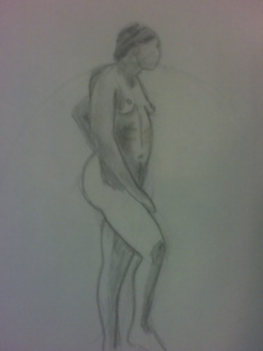 Drawing titled "standing female" by Ana Castro, Original Artwork