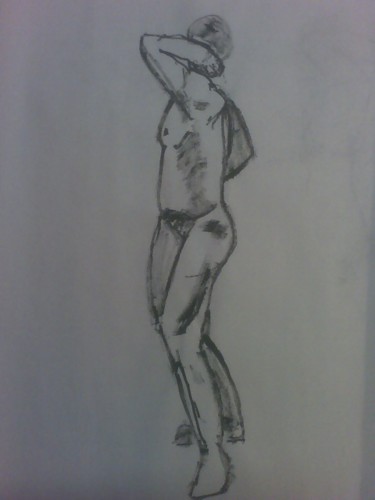 Drawing titled "standing male" by Ana Castro, Original Artwork