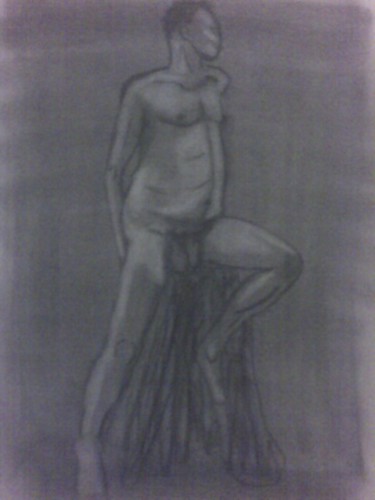 Drawing titled "nude male standing" by Ana Castro, Original Artwork