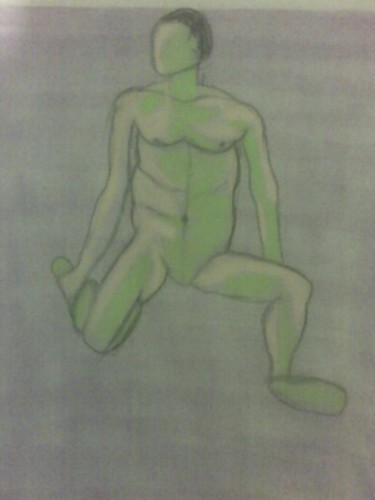 Drawing titled "nude male sitting" by Ana Castro, Original Artwork