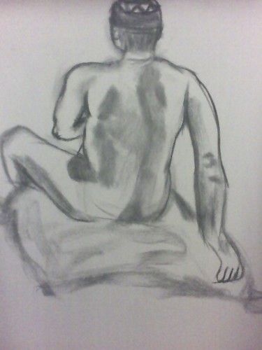 Drawing titled "male back" by Ana Castro, Original Artwork