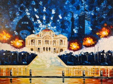 Peinture intitulée "Bellas Artes Palace…" par Anaya, Œuvre d'art originale, Huile Monté sur Châssis en bois