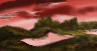 Digital Arts titled "Lago rojo" by Anaysy Gregory, Original Artwork, Digital Painting