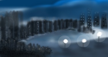 Digital Arts titled "Noche y nieve" by Anaysy Gregory, Original Artwork, Digital Painting