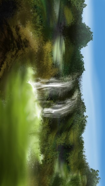 Arte digital titulada "Caída en verde" por Anaysy Gregory, Obra de arte original, Pintura Digital