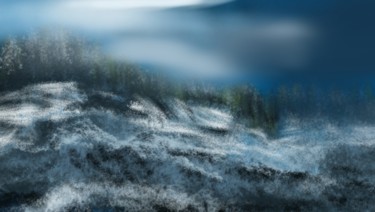 Digitale Kunst getiteld "Roca con nieve" door Anaysy Gregory, Origineel Kunstwerk, Digitaal Schilderwerk