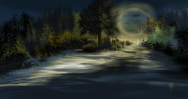 Arte digital titulada "Claro de luna sobre…" por Anaysy Gregory, Obra de arte original, Pintura Digital