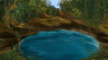 Digitale Kunst mit dem Titel "El estanque" von Anaysy Gregory, Original-Kunstwerk, Digitale Malerei
