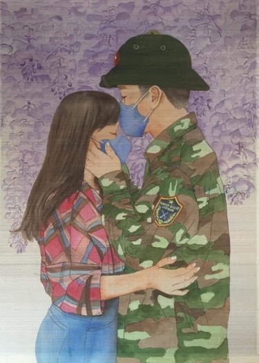 Painting titled "The soldier serving…" by Anbere Blommel, Original Artwork, Gouache