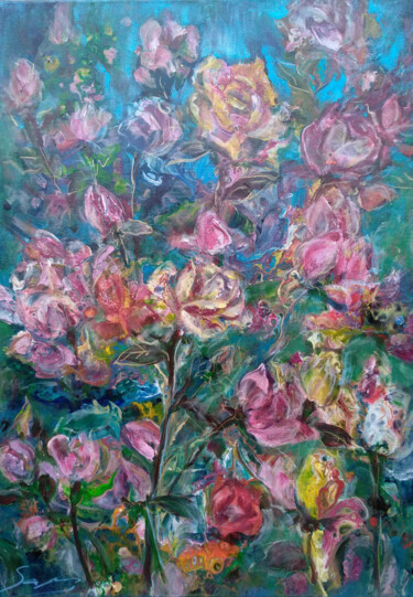 Картина под названием "My Garden" - Anca Sapos, Подлинное произведение искусства, Акрил