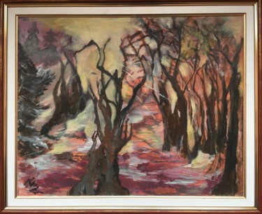 Malerei mit dem Titel "Autumn morning" von Anca-Iuliana Kis, Original-Kunstwerk, Öl