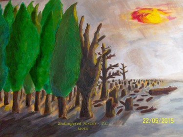 Painting titled "Forests endangered." by Tony Carson, Original Artwork, Acrylic