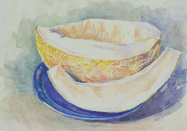 Картина под названием "Дынька. The melon." - Anna Gorenkova, Подлинное произведение искусства, Акварель