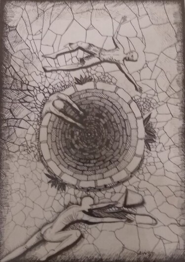 Dibujo titulada "The thirst" por Stefaniya Antsipovich, Obra de arte original, Pluma de gel