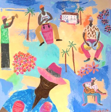 Peinture intitulée "Cuba en fleurs" par Anda Mrugalski, Œuvre d'art originale, Acrylique