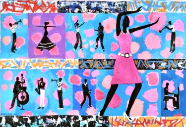 Malerei mit dem Titel "Bubble jazz" von Anda Mrugalski, Original-Kunstwerk, Acryl