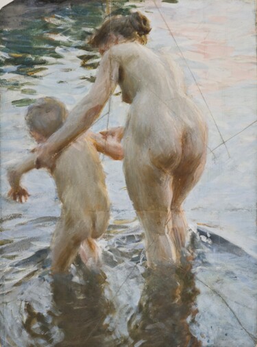 Painting titled "Une première" by Anders Zorn, Original Artwork, Oil