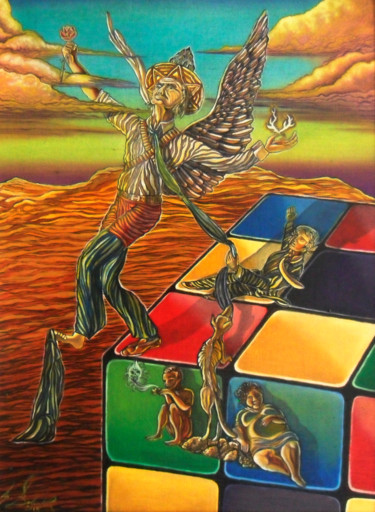 Pittura intitolato "mitomaniaco-bolcato…" da Anderson Bolcato, Opera d'arte originale, Olio