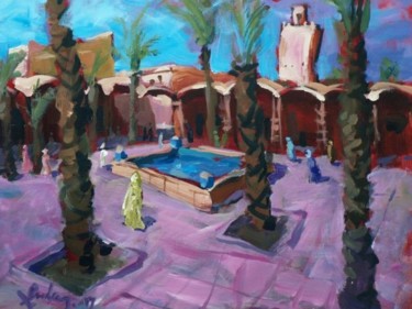 Peinture intitulée "Market in Marrakesh" par Juris Andersons, Œuvre d'art originale
