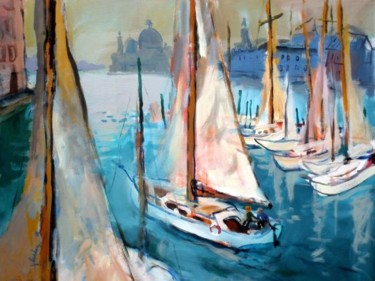 Painting titled "Boats at S. Georgio" by Juris Andersons, Original Artwork