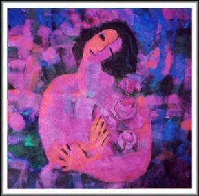Pintura titulada "Femme aux roses" por Andie Grande, Obra de arte original, Acrílico