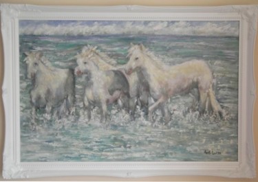 Painting titled "WHITE HORSES" by Andilucasart, Original Artwork