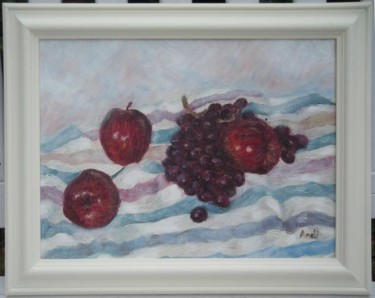 Painting titled "apples & grapes" by Andilucasart, Original Artwork, Oil