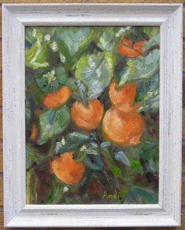 Painting titled "apricot tree" by Andilucasart, Original Artwork, Oil