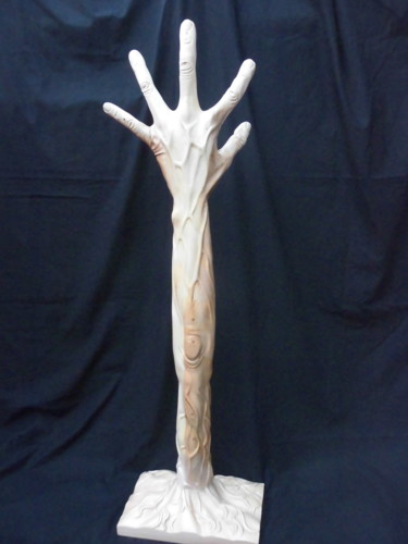 Skulptur mit dem Titel "wachsende Hand" von Andimar, Original-Kunstwerk, Holz