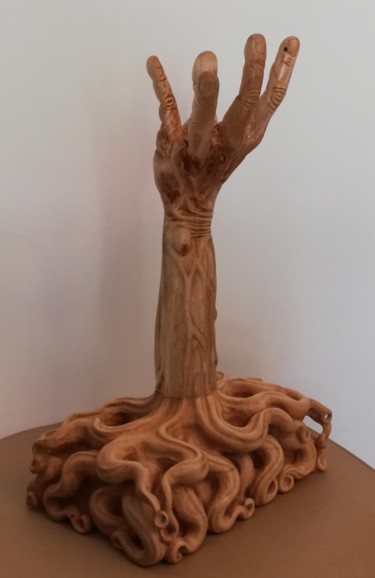 Scultura intitolato "wachsende Hand 21" da Andimar, Opera d'arte originale, Legno