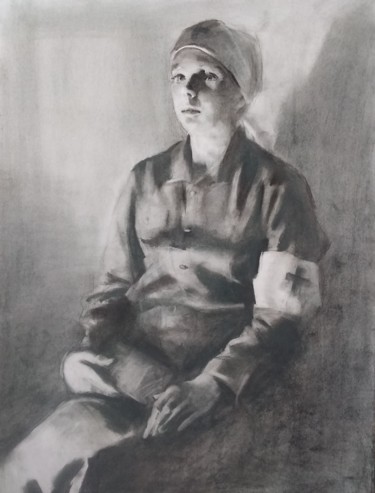 Рисунок под названием "Сестра милосердия" - Andrei Sedov, Подлинное произведение искусства, Пигменты
