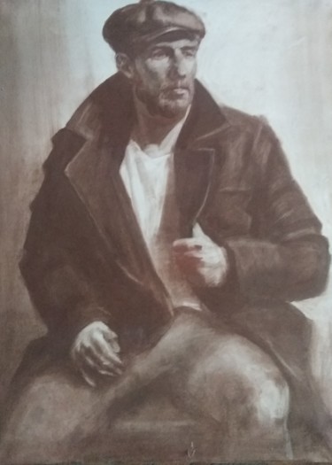 Zeichnungen mit dem Titel "Портрет молодого че…" von Andrei Sedov, Original-Kunstwerk, Pigmente