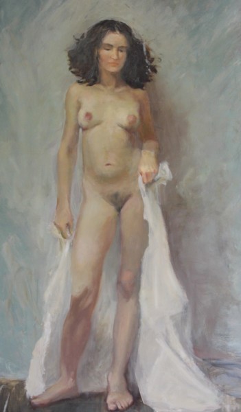 Peinture intitulée "обнаженная натурщица" par Andrei Sedov, Œuvre d'art originale, Huile