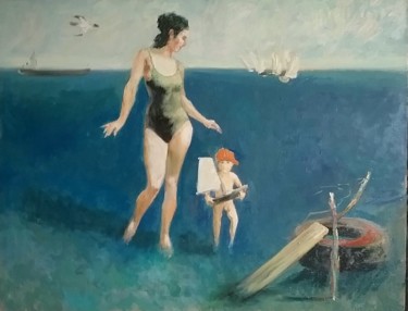 Painting titled "современная мадонна" by Andrei Sedov, Original Artwork, Oil