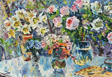 Schilderij getiteld "Festival of Blooms" door Andranik Harutyunyan, Origineel Kunstwerk, Olie