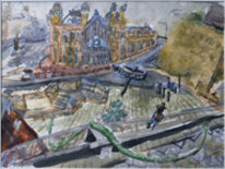 Painting titled "railway station" by András Breznay, Original Artwork