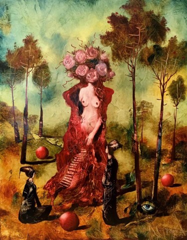 Painting titled "Garden of pleasure" by Andras Gyorfi, Original Artwork