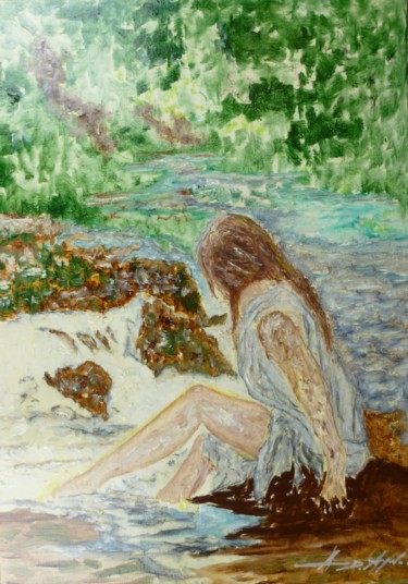 Peinture intitulée "Sur les rives de la…" par André Ayala, Œuvre d'art originale, Huile