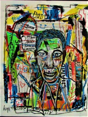 Collages titled "BLUES MEN n° 2" by Andre Bordet (Kimo), Original Artwork, Collages