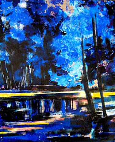 Peinture intitulée "bleu d'ailleurs" par Andre Bourdin, Œuvre d'art originale