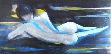 Peinture intitulée "plage" par Andre Bourdin, Œuvre d'art originale, Huile