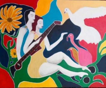 Pintura titulada "Romance" por André Caparros, Obra de arte original, Acrílico Montado en Bastidor de camilla de madera